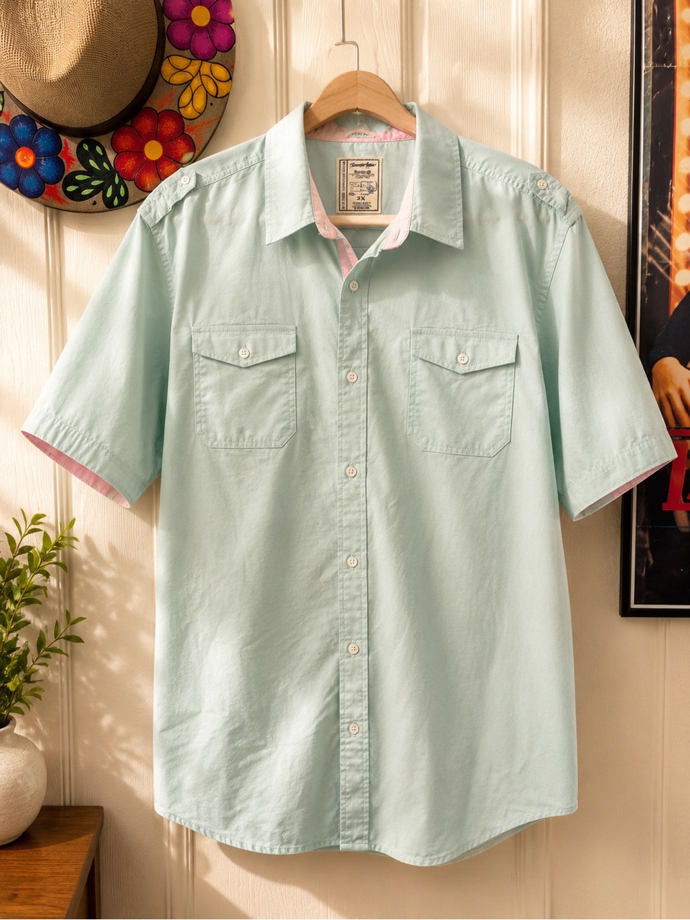 Alexander Julian Light Mint Green Short Sleeve Button-Down Shirt